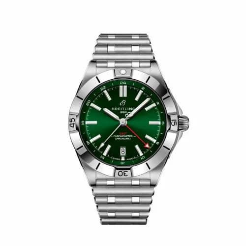 Breitling Chronomat 40 GMT Stainless Steel / Green / Rouleaux A32398101L1A1