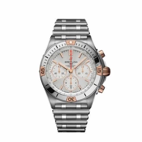 Breitling Chronomat B01 42 Stainless Steel / Red Gold / Silver / Rouleaux IB0134101G1A1 — фото часов Breitling Chronomat B01 42 Stainless Steel / Red Gold / Silver / Rouleaux IB0134101G1A1 — фото часов