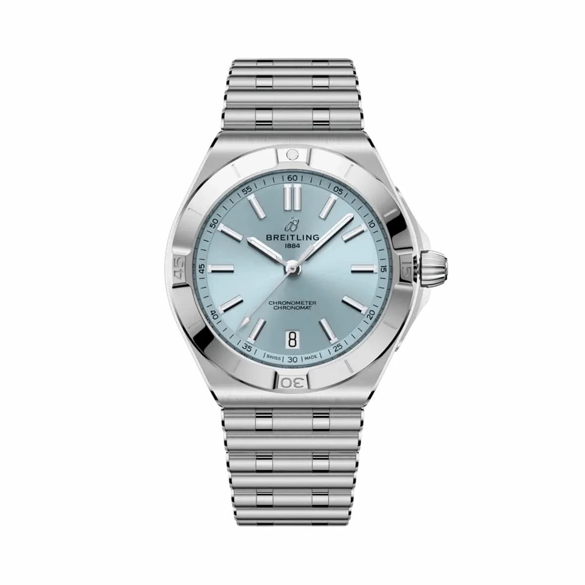 Breitling Chronomat B31 40 Stainless Steel - Platinum / Ice Blue / Rouleaux PB3114101C1A1