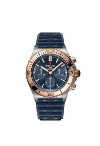 Breitling Chronomat B01 42 Stainless Steel / Red Gold / Blue / Rubber UB0134101C1S1 — фото часов Breitling Chronomat B01 42 Stainless Steel / Red Gold / Blue / Rubber UB0134101C1S1 — фото часов