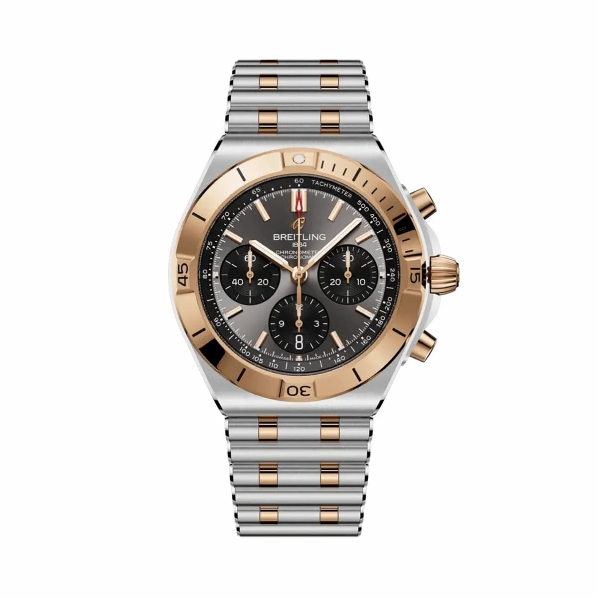 Breitling Chronomat B01 42 Stainless Steel - Red Gold / Grey / Rouleaux UB0158101B1U1