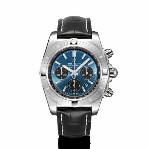 Breitling Chronomat B01 Chronograph 44 Stainless Steel / Blackeye Blue / Croco / Folding AB0115101C1P4 — фото часов Breitling Chronomat B01 Chronograph 44 Stainless Steel / Blackeye Blue / Croco / Folding AB0115101C1P4 — фото часов