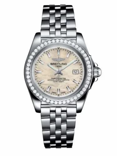 Breitling Galactic 32 Sleek Edition Stainless Steel / Diamond / Pearl / Bracelet A7133053/A800/792A — фото часов Breitling Galactic 32 Sleek Edition Stainless Steel / Diamond / Pearl / Bracelet A7133053/A800/792A — фото часов
