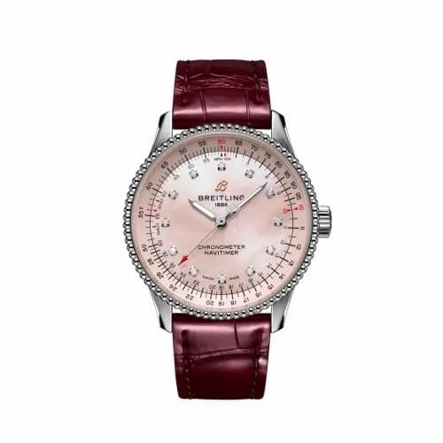 Breitling Navitimer 1 35 Automatic Stainless Steel / Pink MOP / eComm / Croco A173951A1K1P1 — фото часов Breitling Navitimer 1 35 Automatic Stainless Steel / Pink MOP / eComm / Croco A173951A1K1P1 — фото часов