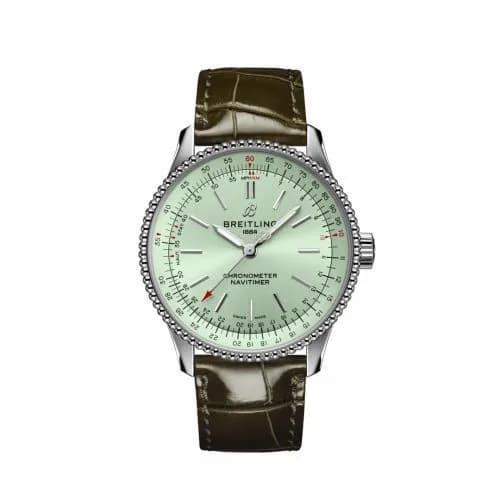 Breitling Navitimer 1 35 Automatic Stainless Steel / Mint Green / Alligator - Folding A17395361L1P2 — фото часов Breitling Navitimer 1 35 Automatic Stainless Steel / Mint Green / Alligator - Folding A17395361L1P2 — фото часов