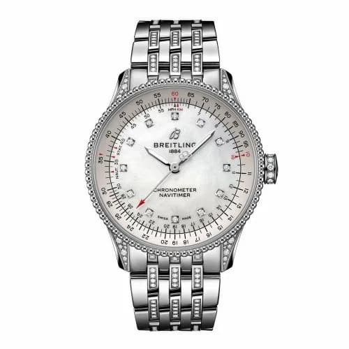 Breitling Navitimer 1 35 Automatic Stainless Steel - Diamond / MOP / Bracelet A17395721G1A1 — фото часов Breitling Navitimer 1 35 Automatic Stainless Steel - Diamond / MOP / Bracelet A17395721G1A1 — фото часов