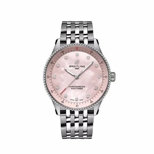Breitling Navitimer Quartz 32 Stainless Steel / Pink MOP / Bracelet A77320D91K1A1 — фото часов Breitling Navitimer Quartz 32 Stainless Steel / Pink MOP / Bracelet A77320D91K1A1 — фото часов