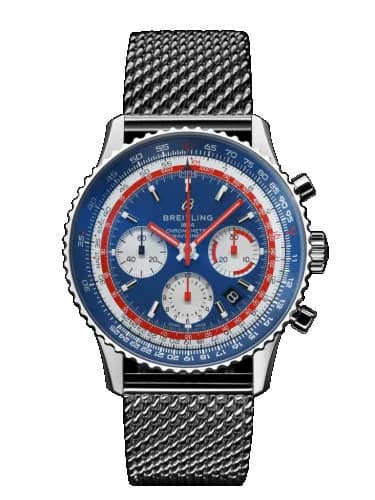Breitling Navitimer 1 B01 Chronograph 43 Stainless Steel / Airline Editions Pan Am / Mesh AB01212B1C1A1 — фото часов Breitling Navitimer 1 B01 Chronograph 43 Stainless Steel / Airline Editions Pan Am / Mesh AB01212B1C1A1 — фото часов