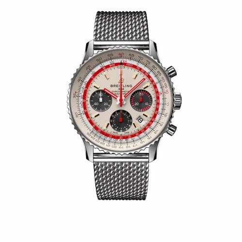 Breitling Navitimer 1 B01 Chronograph 43 Stainless Steel / Airline Editions TWA / Mesh AB01219A1G1A1 — фото часов Breitling Navitimer 1 B01 Chronograph 43 Stainless Steel / Airline Editions TWA / Mesh AB01219A1G1A1 — фото часов