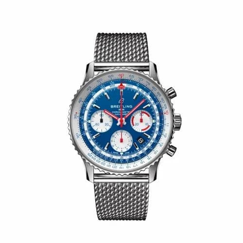 Breitling Navitimer 1 B01 Chronograph 43 Stainless Steel / Airline Editions American Airlines / Mesh AB0121A31C1A1 — фото часов Breitling Navitimer 1 B01 Chronograph 43 Stainless Steel / Airline Editions American Airlines / Mesh AB0121A31C1A1 — фото часов