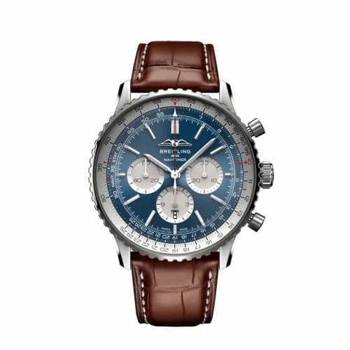 Breitling Navitimer B01 Chronograph 46 Stainless Steel / Blue / Alligator - Folding AB0137211C1P1 — фото часов Breitling Navitimer B01 Chronograph 46 Stainless Steel / Blue / Alligator - Folding AB0137211C1P1 — фото часов