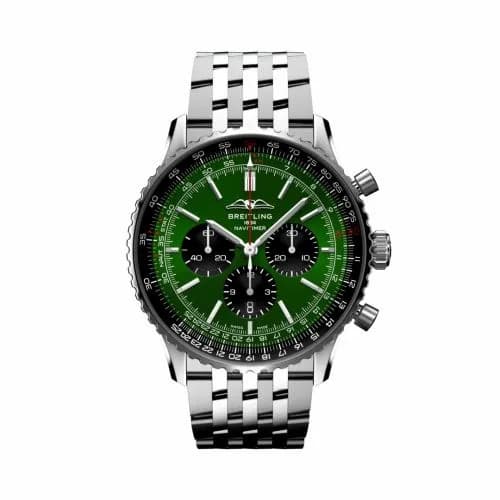 Breitling Navitimer B01 Chronograph 46 Stainless Steel / Green / Bracelet AB0137241L1A1 — фото часов Breitling Navitimer B01 Chronograph 46 Stainless Steel / Green / Bracelet AB0137241L1A1 — фото часов