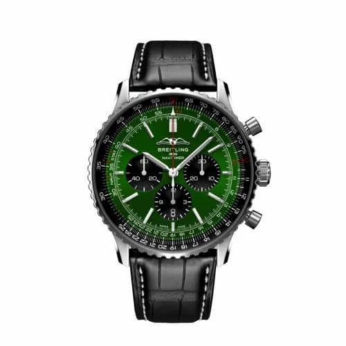 Breitling Navitimer B01 Chronograph 46 Stainless Steel / Green / Alligator - Folding AB0137241L1P1 — фото часов Breitling Navitimer B01 Chronograph 46 Stainless Steel / Green / Alligator - Folding AB0137241L1P1 — фото часов