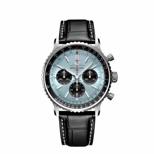 Breitling Navitimer B01 Chronograph 43 Stainless Steel / Ice Blue / Alligator - Folding AB0138241C1P1 — фото часов Breitling Navitimer B01 Chronograph 43 Stainless Steel / Ice Blue / Alligator - Folding AB0138241C1P1 — фото часов