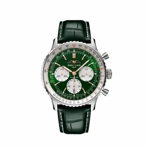 Breitling Navitimer B01 Chronograph 43 Stainless Steel / Green / Boutique Edition AB01384C1L1P1 — фото часов Breitling Navitimer B01 Chronograph 43 Stainless Steel / Green / Boutique Edition AB01384C1L1P1 — фото часов