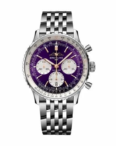 Breitling Navitimer B01 Chronograph 43 Stainless Steel / Purple / Cortin AB01385C1Q1A1 — фото часов Breitling Navitimer B01 Chronograph 43 Stainless Steel / Purple / Cortin AB01385C1Q1A1 — фото часов