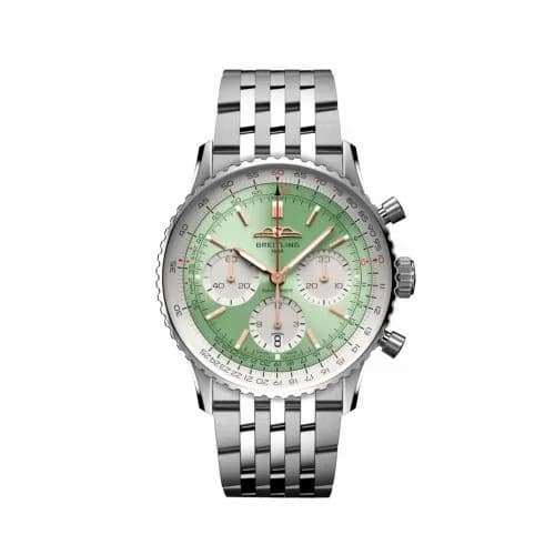 Breitling Navitimer B01 Chronograph 41 Stainless Steel / Mint Green / Bracelet AB0139211L1A1 — фото часов Breitling Navitimer B01 Chronograph 41 Stainless Steel / Mint Green / Bracelet AB0139211L1A1 — фото часов