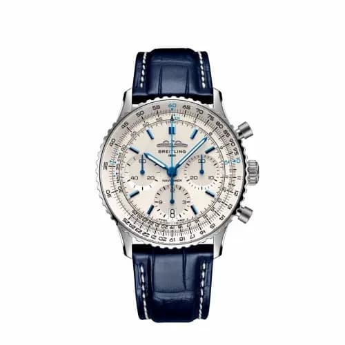 Breitling Navitimer B01 Chronograph 41 Stainless Steel / White - Boutique / Alligator - Folding AB0139A71G1P1 — фото часов Breitling Navitimer B01 Chronograph 41 Stainless Steel / White - Boutique / Alligator - Folding AB0139A71G1P1 — фото часов