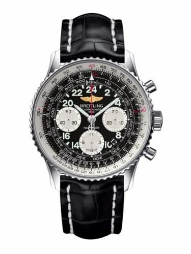 Breitling Cosmonaute Stainless Steel / Black / Croco AB0210B4.BC36.743P