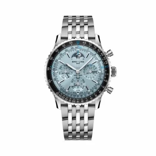 Breitling Navitimer B19 Chronograph 43 Perpetual Calendar Stainless Steel - Platinum / Ice Blue / Bracelet PB1920251C1A1 — фото часов Breitling Navitimer B19 Chronograph 43 Perpetual Calendar Stainless Steel - Platinum / Ice Blue / Bracelet PB1920251C1A1 — фото часов