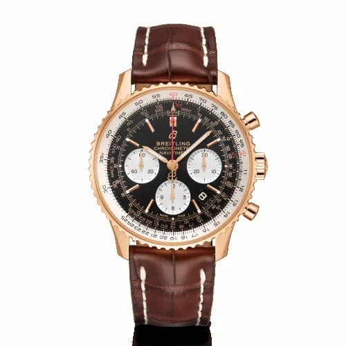 Breitling Navitimer 1 B01 Chronograph 43 Red Gold / Black / Croco / Folding RB0121211B1P2 — фото часов Breitling Navitimer 1 B01 Chronograph 43 Red Gold / Black / Croco / Folding RB0121211B1P2 — фото часов