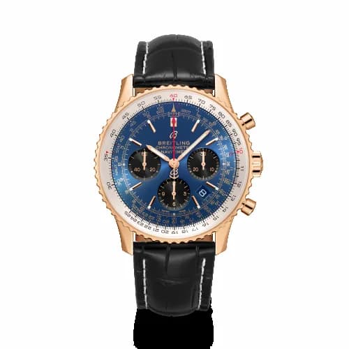 Breitling Navitimer 1 B01 Chronograph 43 Red Gold / Blue / Croco / Folding RB0121211C1P3 — фото часов Breitling Navitimer 1 B01 Chronograph 43 Red Gold / Blue / Croco / Folding RB0121211C1P3 — фото часов