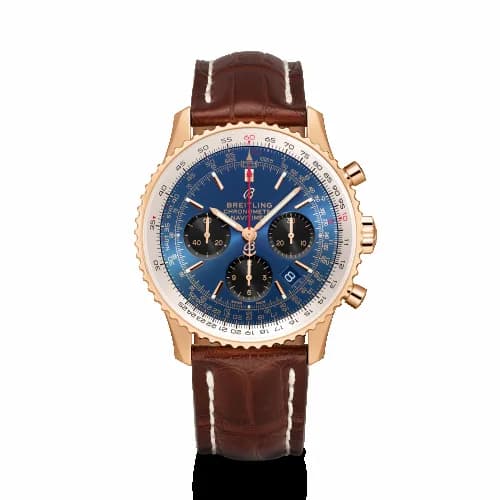 Breitling Navitimer 1 B01 Chronograph 43 Red Gold / Blue / Croco / Folding RB0121211C1P4 — фото часов Breitling Navitimer 1 B01 Chronograph 43 Red Gold / Blue / Croco / Folding RB0121211C1P4 — фото часов