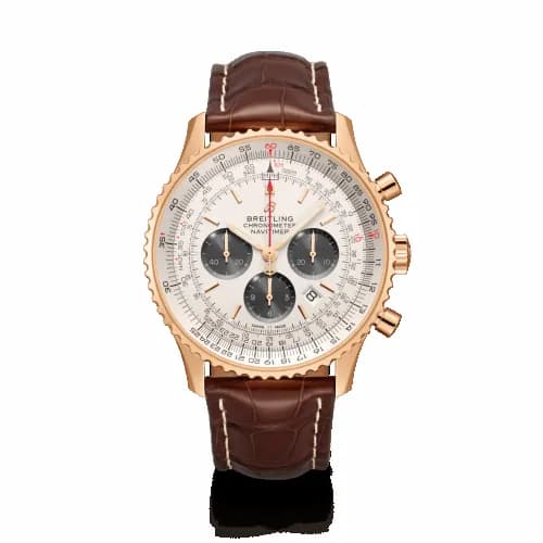 Breitling Navitimer 1 B01 Chronograph 46 Red Gold / Silver / Croco / Folding RB0127121G1P2 — фото часов Breitling Navitimer 1 B01 Chronograph 46 Red Gold / Silver / Croco / Folding RB0127121G1P2 — фото часов