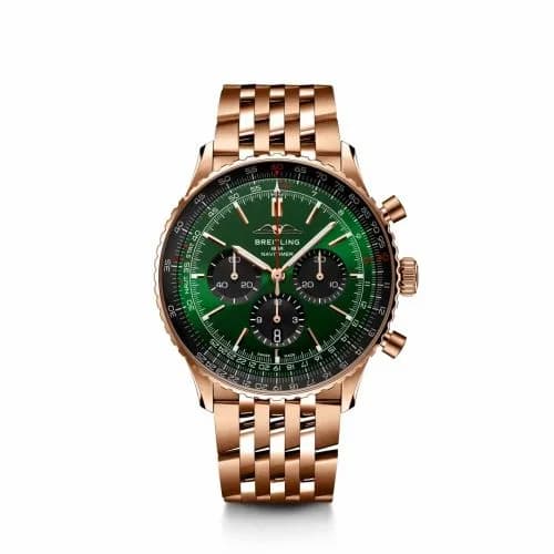 Breitling Navitimer B01 Chronograph 46 Red Gold / Green / Bracelet RB0137241L1R1 — фото часов Breitling Navitimer B01 Chronograph 46 Red Gold / Green / Bracelet RB0137241L1R1 — фото часов