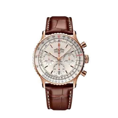 Breitling Navitimer B01 Chronograph 41 Red Gold / Silver / Alligator - Folding RB0139211G1P1 — фото часов Breitling Navitimer B01 Chronograph 41 Red Gold / Silver / Alligator - Folding RB0139211G1P1 — фото часов