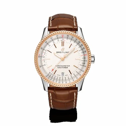 Breitling Navitimer 1 38 Automatic Stainless Steel / Red Gold / Silver / Croco / Folding U17325211G1P2 — фото часов Breitling Navitimer 1 38 Automatic Stainless Steel / Red Gold / Silver / Croco / Folding U17325211G1P2 — фото часов