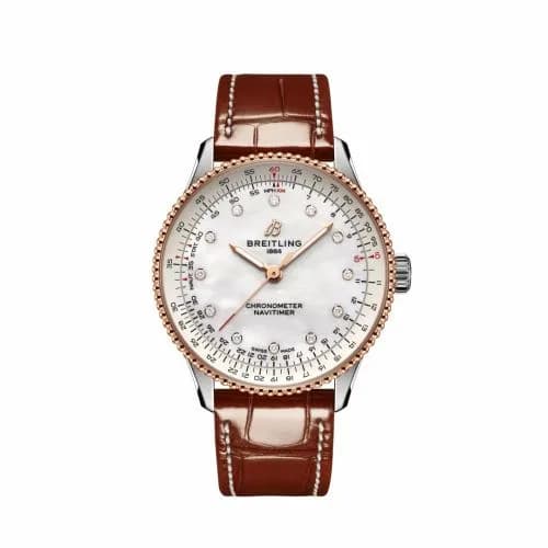 Breitling Navitimer Automatic 36 Stainless Steel - Red Gold / MOP / Alligator U17327211A1P1 — фото часов Breitling Navitimer Automatic 36 Stainless Steel - Red Gold / MOP / Alligator U17327211A1P1 — фото часов