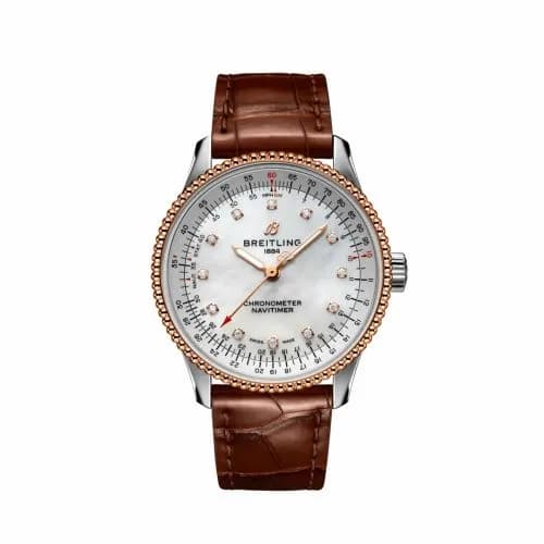 Breitling Navitimer 1 35 Automatic Stainless Steel / Red Gold / MOP / Croco / Pin U17395211A1P1 — фото часов Breitling Navitimer 1 35 Automatic Stainless Steel / Red Gold / MOP / Croco / Pin U17395211A1P1 — фото часов