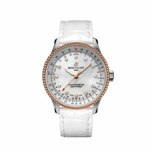 Breitling Navitimer 1 35 Automatic Stainless Steel / Red Gold / MOP / Croco / Pin U17395211A1P3 — фото часов Breitling Navitimer 1 35 Automatic Stainless Steel / Red Gold / MOP / Croco / Pin U17395211A1P3 — фото часов