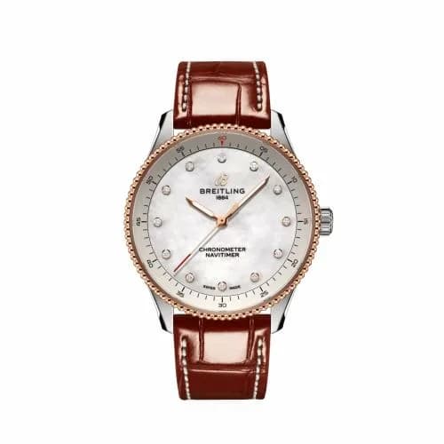 Breitling Navitimer Quartz 32 Stainless Steel - Red Gold / MOP / Croco / Pin U77320E61A1P1 — фото часов Breitling Navitimer Quartz 32 Stainless Steel - Red Gold / MOP / Croco / Pin U77320E61A1P1 — фото часов