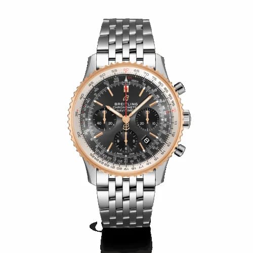 Breitling Navitimer 1 B01 Chronograph 43 Stainless Steel / Red Gold / Grey / Croco / Pin UB0121211F1A1 — фото часов Breitling Navitimer 1 B01 Chronograph 43 Stainless Steel / Red Gold / Grey / Croco / Pin UB0121211F1A1 — фото часов