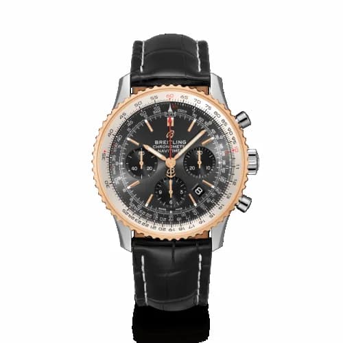 Breitling Navitimer 1 B01 Chronograph 43 Stainless Steel / Red Gold / Grey / Croco / Folding UB0121211F1P2 — фото часов Breitling Navitimer 1 B01 Chronograph 43 Stainless Steel / Red Gold / Grey / Croco / Folding UB0121211F1P2 — фото часов