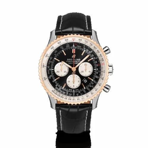 Breitling Navitimer 1 B01 Chronograph 46 Stainless Steel / Red Gold / Black / Croco / Folding UB0127211B1P2 — фото часов Breitling Navitimer 1 B01 Chronograph 46 Stainless Steel / Red Gold / Black / Croco / Folding UB0127211B1P2 — фото часов