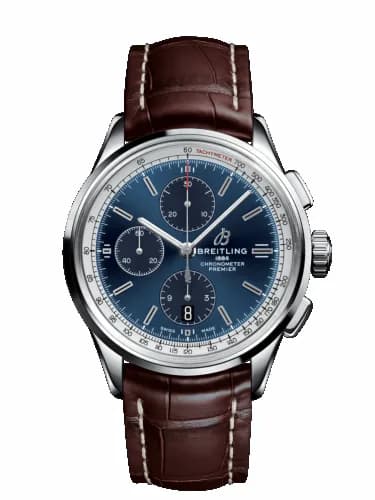 Breitling Premier Chronograph 42 Stainless Steel / Blue / Croco Brown / Tang A13315351C1P2 — фото часов Breitling Premier Chronograph 42 Stainless Steel / Blue / Croco Brown / Tang A13315351C1P2 — фото часов