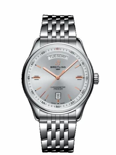 Breitling Premier Automatic Day & Date 40 Stainless Steel / Silver / Bracelet A45340211G1A1 — фото часов Breitling Premier Automatic Day & Date 40 Stainless Steel / Silver / Bracelet A45340211G1A1 — фото часов