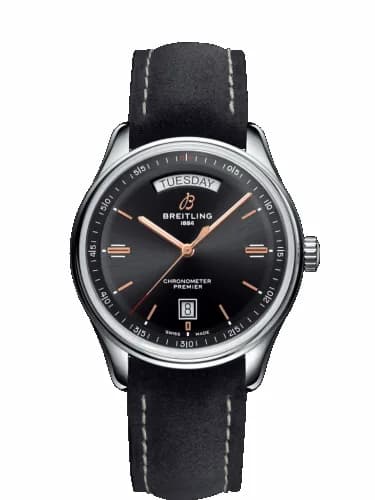 Breitling Premier Automatic Day & Date 40 Stainless Steel / Black / Nubuck Anthracite / Tang A45340241B1X3 — фото часов Breitling Premier Automatic Day & Date 40 Stainless Steel / Black / Nubuck Anthracite / Tang A45340241B1X3 — фото часов