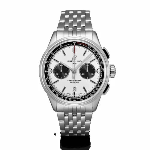 Breitling Premier B01 Chronograph 42 Stainless Steel / Silver / Croco / Pin AB0118221G1A1 — фото часов Breitling Premier B01 Chronograph 42 Stainless Steel / Silver / Croco / Pin AB0118221G1A1 — фото часов