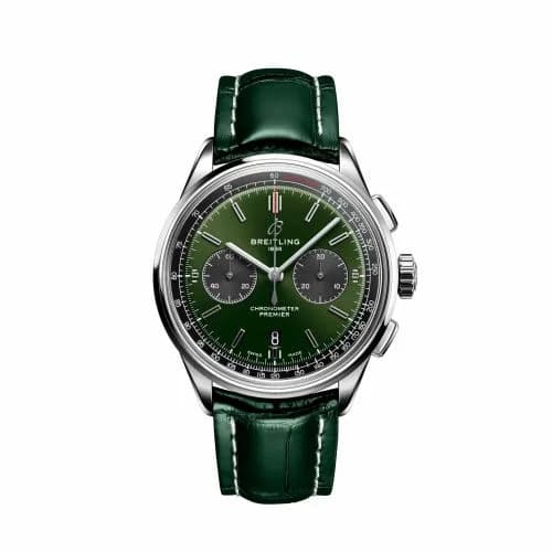 Breitling Premier B01 Chronograph 42 Stainless Steel / Green / Alligator - Pin AB0118221L1P2 — фото часов Breitling Premier B01 Chronograph 42 Stainless Steel / Green / Alligator - Pin AB0118221L1P2 — фото часов