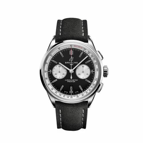 Breitling Premier B01 Chronograph 42 Stainless Steel / Black / Nubuck / Pin AB0118371B1X2 — фото часов Breitling Premier B01 Chronograph 42 Stainless Steel / Black / Nubuck / Pin AB0118371B1X2 — фото часов