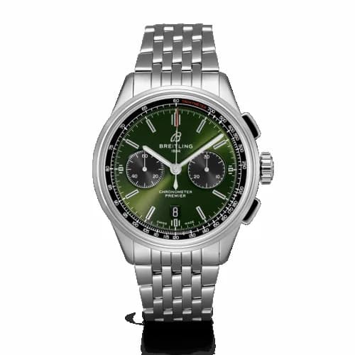 Breitling Premier B01 Chronograph 42 Bentley Stainless Steel / Green / Calf / Bracelet AB0118A11L1A1 — фото часов Breitling Premier B01 Chronograph 42 Bentley Stainless Steel / Green / Calf / Bracelet AB0118A11L1A1 — фото часов