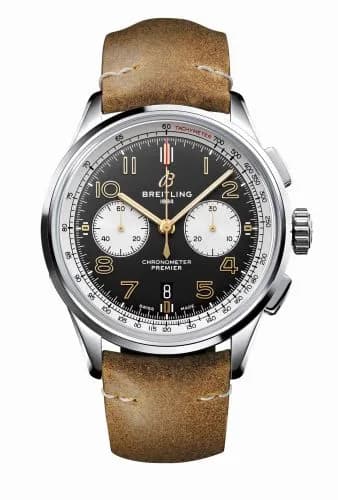 Breitling Premier B01 Chronograph 42 Stainless Steel / Norton Edition / Nubuck / Pin AB0118A21B1X2 — фото часов Breitling Premier B01 Chronograph 42 Stainless Steel / Norton Edition / Nubuck / Pin AB0118A21B1X2 — фото часов