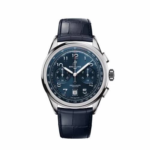 Breitling Premier B01 Chronograph 42 Stainless Steel / Blue / Alligator AB0145171C1P2 — фото часов Breitling Premier B01 Chronograph 42 Stainless Steel / Blue / Alligator AB0145171C1P2 — фото часов