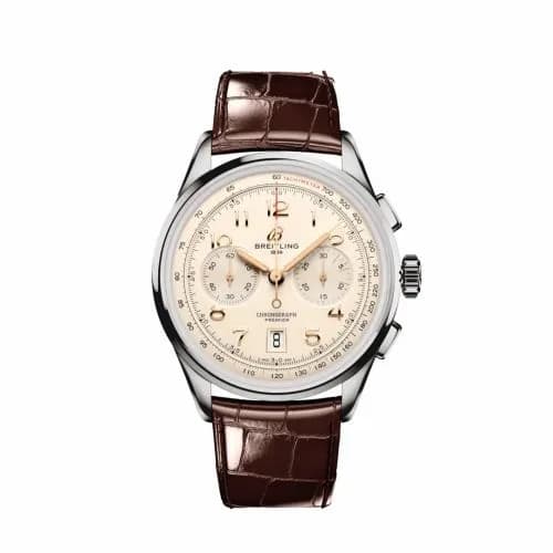 Breitling Premier B01 Chronograph 42 Stainless Steel / Cream / Alligator AB0145211G1P1 — фото часов Breitling Premier B01 Chronograph 42 Stainless Steel / Cream / Alligator AB0145211G1P1 — фото часов