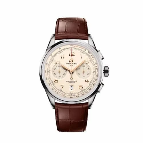 Breitling Premier B01 Chronograph 42 Stainless Steel / Cream / Alligator - Matte AB0145211G1P2 — фото часов Breitling Premier B01 Chronograph 42 Stainless Steel / Cream / Alligator - Matte AB0145211G1P2 — фото часов