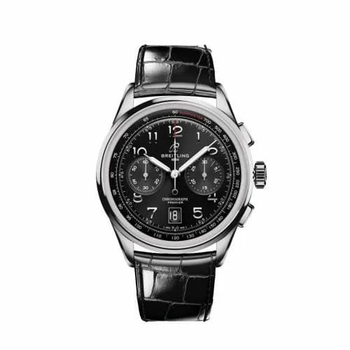 Breitling Premier B01 Chronograph 42 Stainless Steel / Black / Alligator AB0145221B1P1 — фото часов Breitling Premier B01 Chronograph 42 Stainless Steel / Black / Alligator AB0145221B1P1 — фото часов